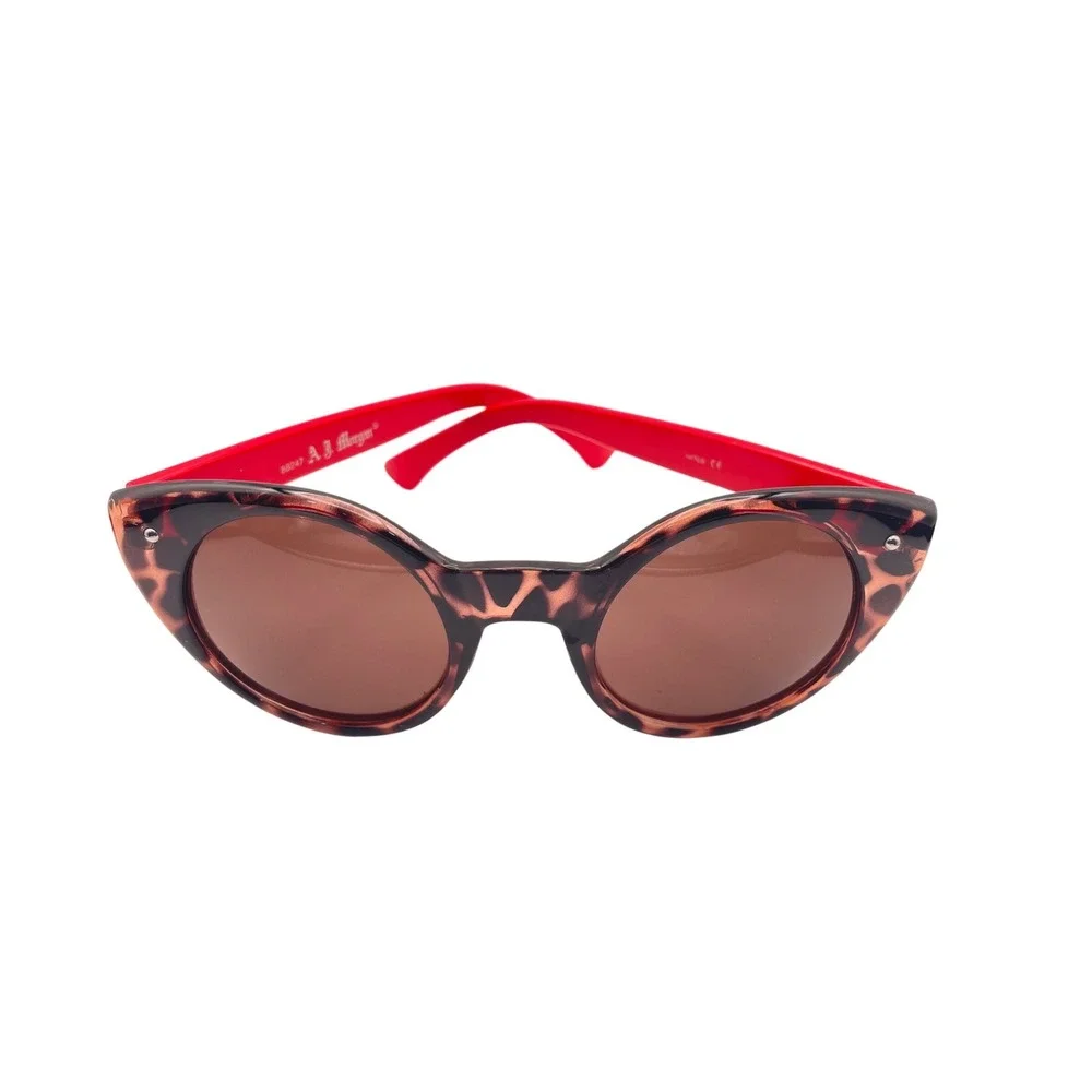 AJ Morgan 88247 Tortoise Red Cat Eye Sunglasses Womens Retro Brown Lens Eyewear